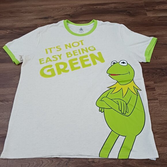 Disney Muppets Kermit Frog Shirt Mens XL Ringer Tee Not Easy Being Green - Picture 1 of 6